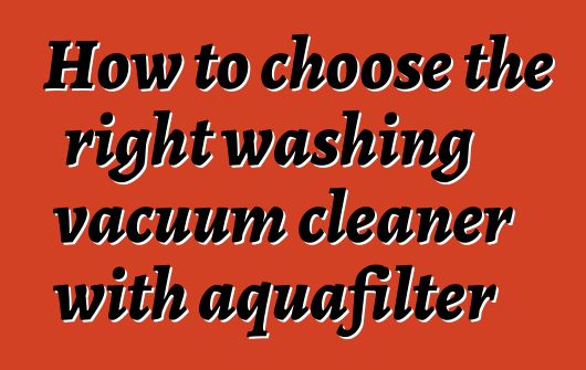 How to choose the right washing vacuum cleaner with aquafilter