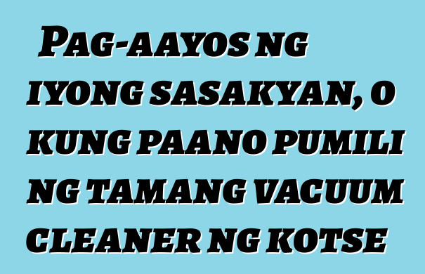 Pag-aayos ng iyong sasakyan, o kung paano pumili ng tamang vacuum cleaner ng kotse