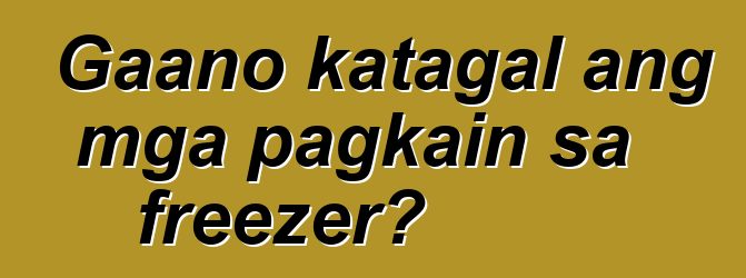 Gaano katagal ang mga pagkain sa freezer?