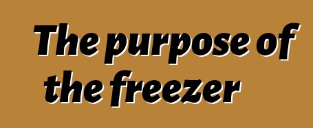 The purpose of the freezer