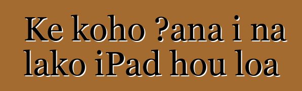 Ke koho ʻana i nā lako iPad hou loa
