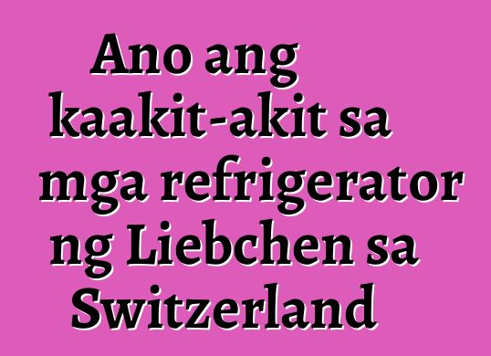 Ano ang kaakit-akit sa mga refrigerator ng Liebchen sa Switzerland