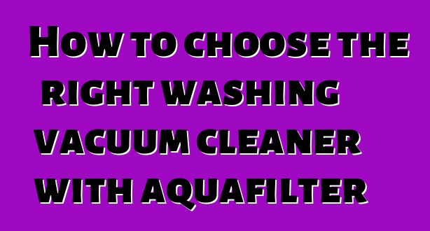 How to choose the right washing vacuum cleaner with aquafilter