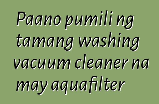 Paano pumili ng tamang washing vacuum cleaner na may aquafilter