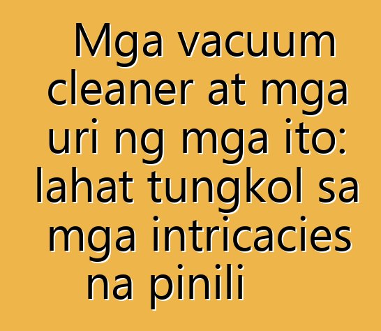 Mga vacuum cleaner at mga uri ng mga ito: lahat tungkol sa mga intricacies na pinili