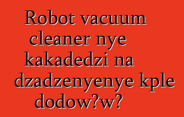 Robot vacuum cleaner nye kakaɖedzi na dzadzɛnyenye kple ɖoɖowɔwɔ