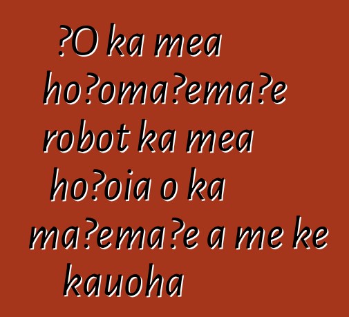 ʻO ka mea hoʻomaʻemaʻe robot ka mea hōʻoia o ka maʻemaʻe a me ke kauoha