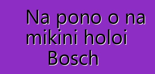 Nā pono o nā mīkini holoi Bosch