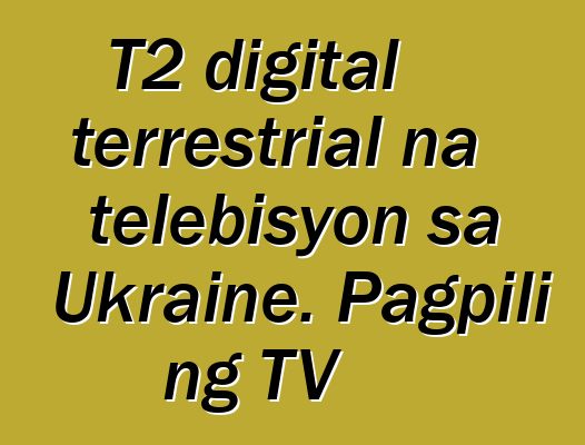 T2 digital terrestrial na telebisyon sa Ukraine. Pagpili ng TV