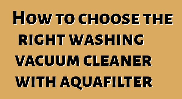 How to choose the right washing vacuum cleaner with aquafilter