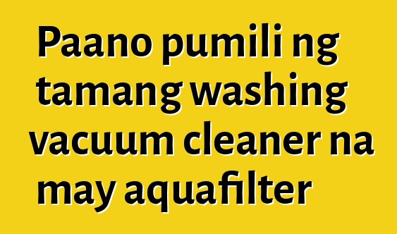 Paano pumili ng tamang washing vacuum cleaner na may aquafilter