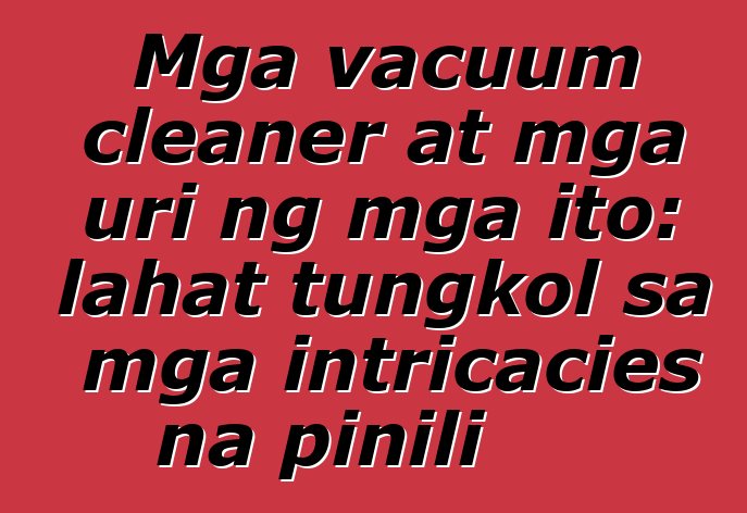 Mga vacuum cleaner at mga uri ng mga ito: lahat tungkol sa mga intricacies na pinili