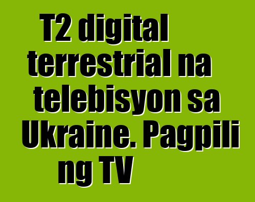 T2 digital terrestrial na telebisyon sa Ukraine. Pagpili ng TV