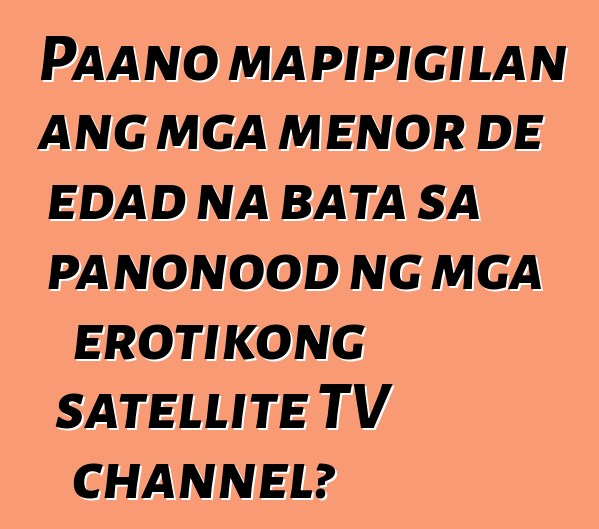 Paano mapipigilan ang mga menor de edad na bata sa panonood ng mga erotikong satellite TV channel?