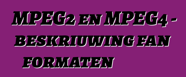MPEG2 en MPEG4 - beskriuwing fan formaten