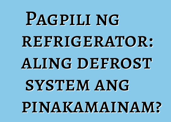 Pagpili ng refrigerator: aling defrost system ang pinakamainam?